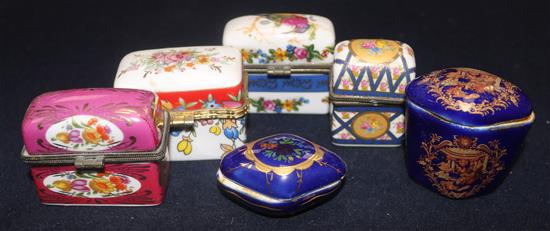 A collection of small porcelain caskets